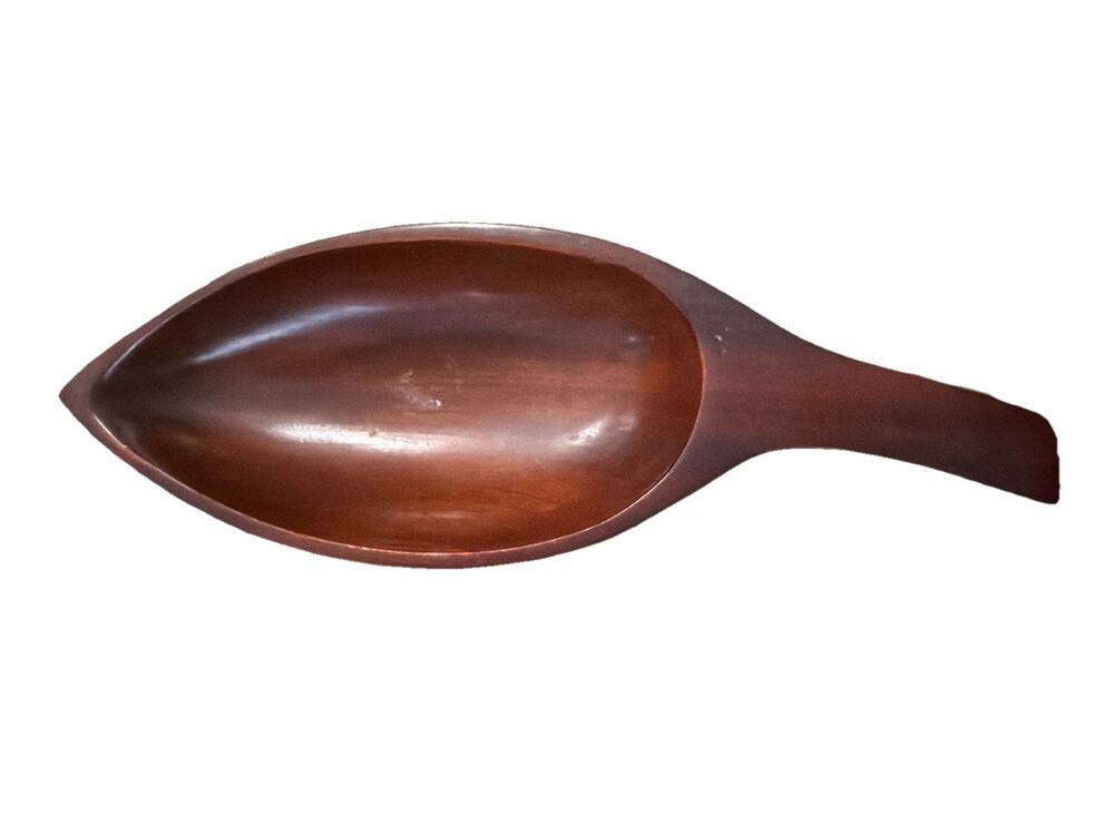 VTG Caribcraft West Indian Mahogany Hand Carved Wood Bowl Serving Dish MCM